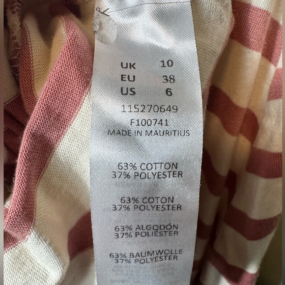 ASOS DESIGN mini strappy sundress with tie back in cream and‎ rose stripe Size 6 - Picture 7 of 7